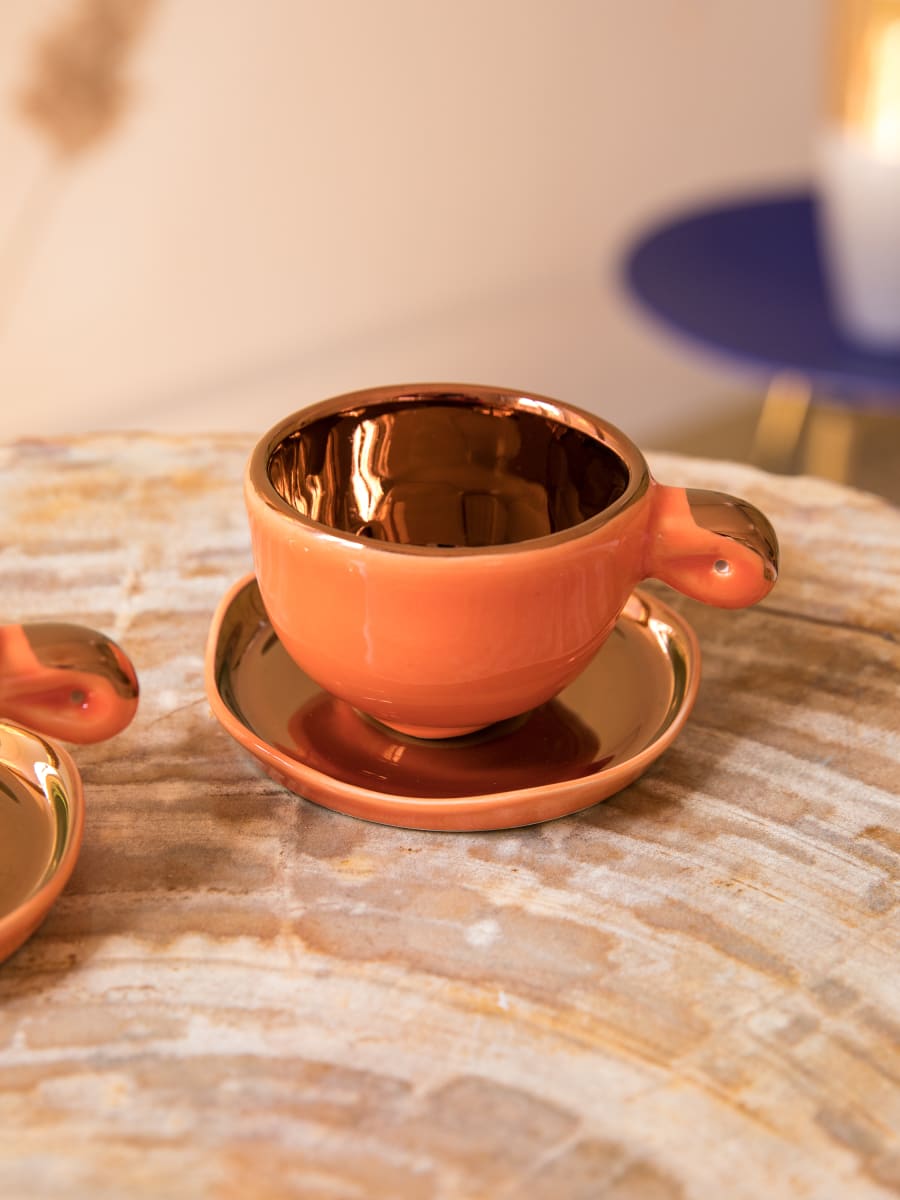 Taza Espresso & Platillo “Fiore” Cobre 1 unidad2