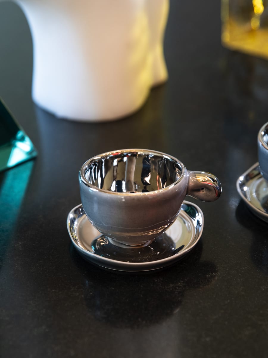 Taza Espresso & Platillo “Fiore” Platino 1 unidad4