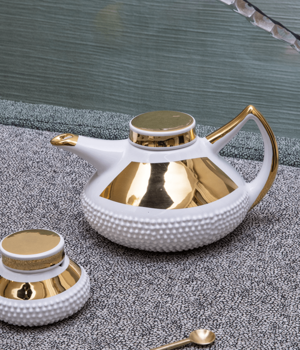 Tetera “Rilievo” Blanco / Oro1