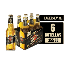 Pack 6 un. Cerveza Miller Lager 4.7° 355 cc