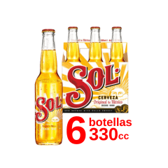 Pack 6 un. Cerveza Sol Lager 4.5° 330 cc