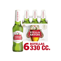 Pack 6 un. Cerveza Stella Artois Lager 4.8° 330 cc