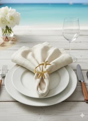 SET DE 6 AROS DE SERVILLETA ESTRELLA MAR