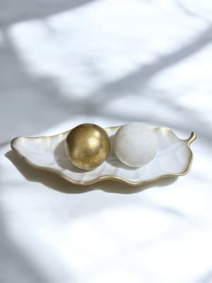 CENTRO DE MESA HOJA DORADA