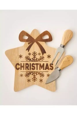 TABLA DE QUESOS Y PIQUEOS ESTRELLA NAVIDAD 3PCS