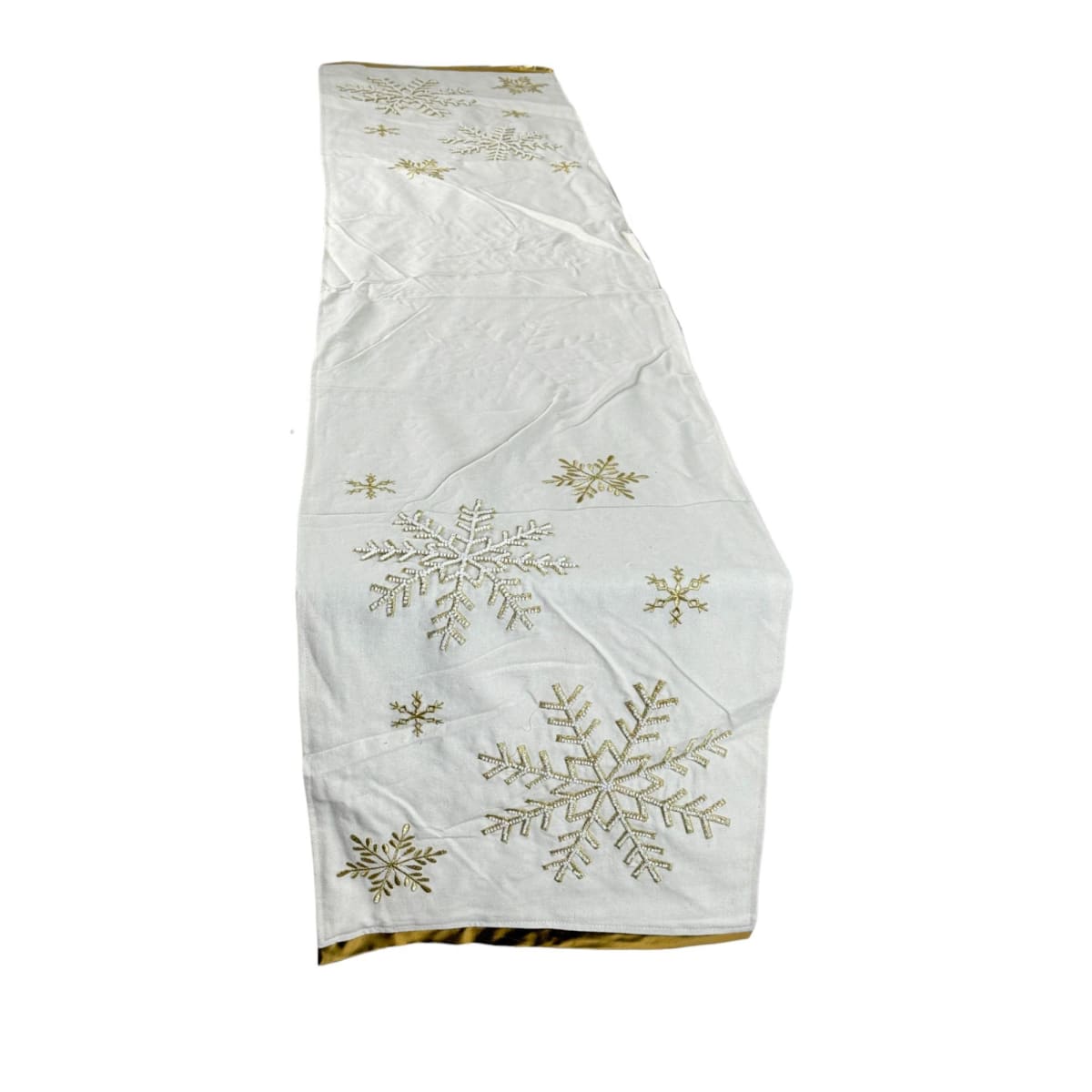 CAMINO DE MESA COPOS DE NIEVE GOLDEN BEADED3