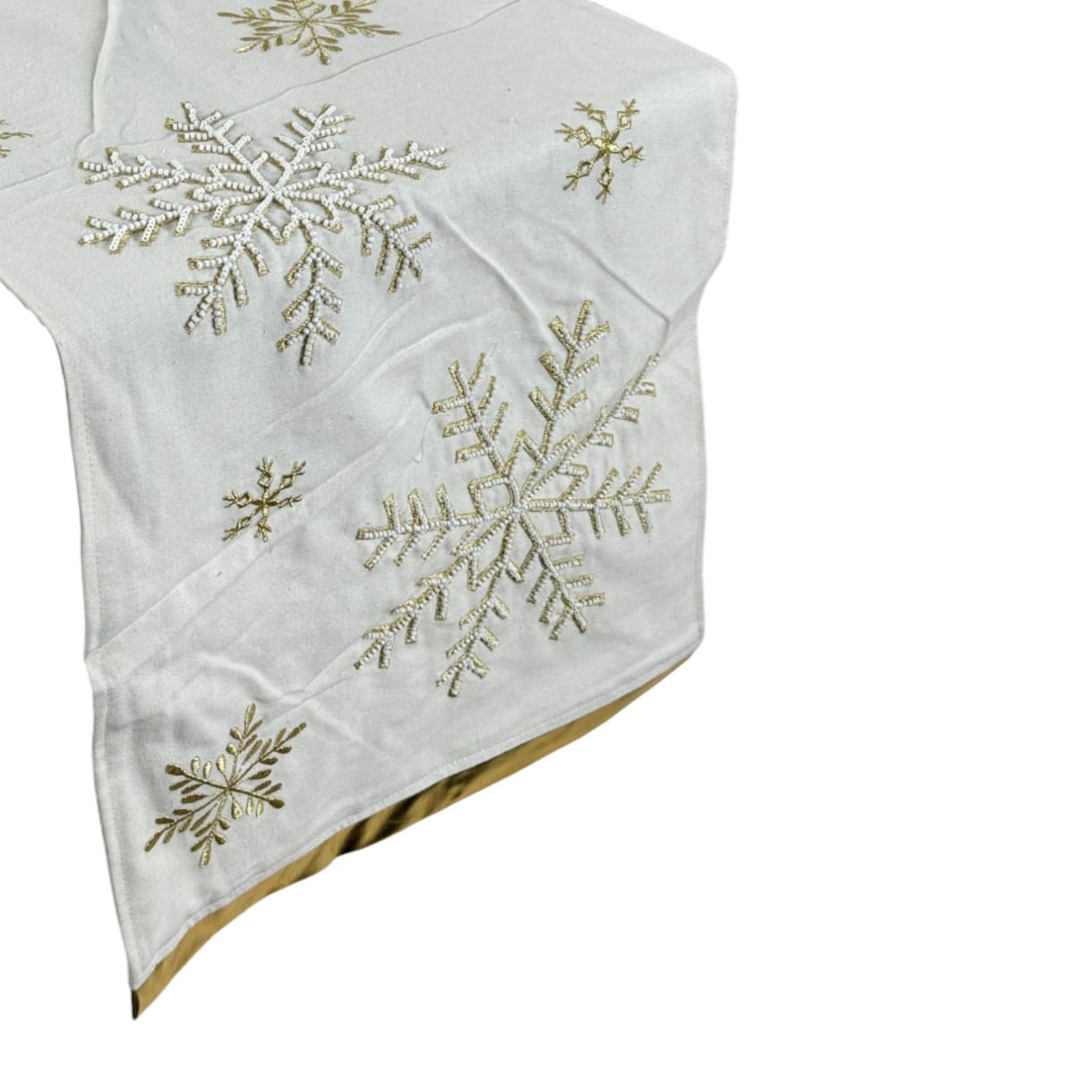 CAMINO DE MESA COPOS DE NIEVE GOLDEN BEADED4