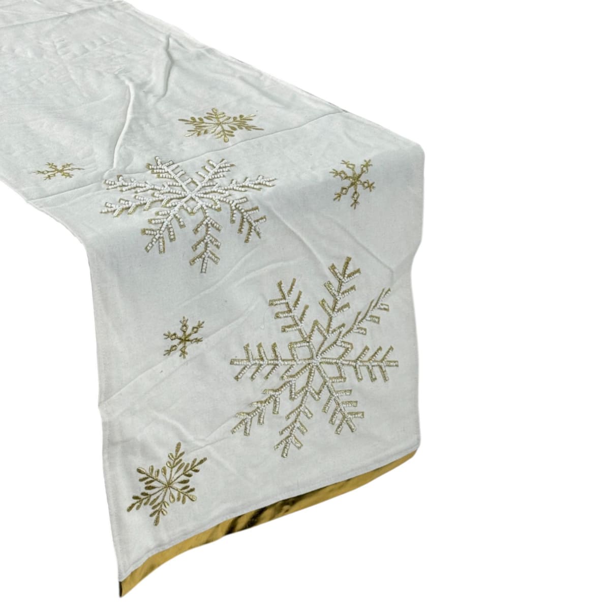 CAMINO DE MESA COPOS DE NIEVE GOLDEN BEADED2