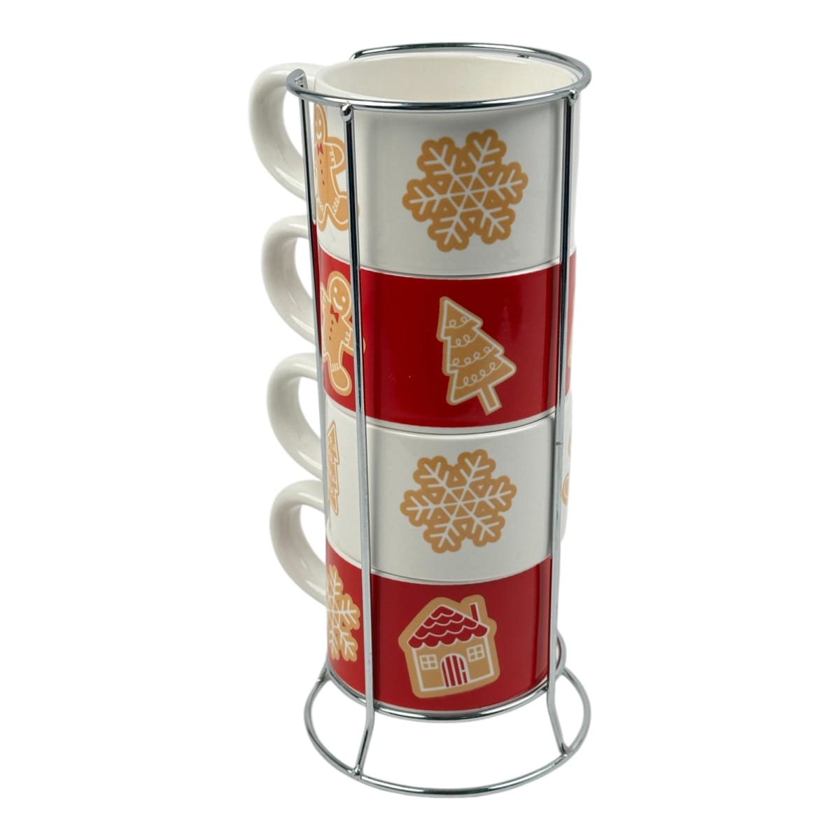 SET DE TAZAS NAVIDEÑAS GINGERBREAD CON BASE (4 PZS)4