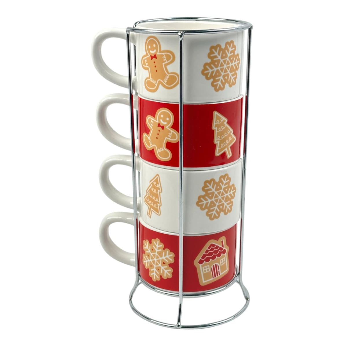 SET DE TAZAS NAVIDEÑAS GINGERBREAD CON BASE (4 PZS)2