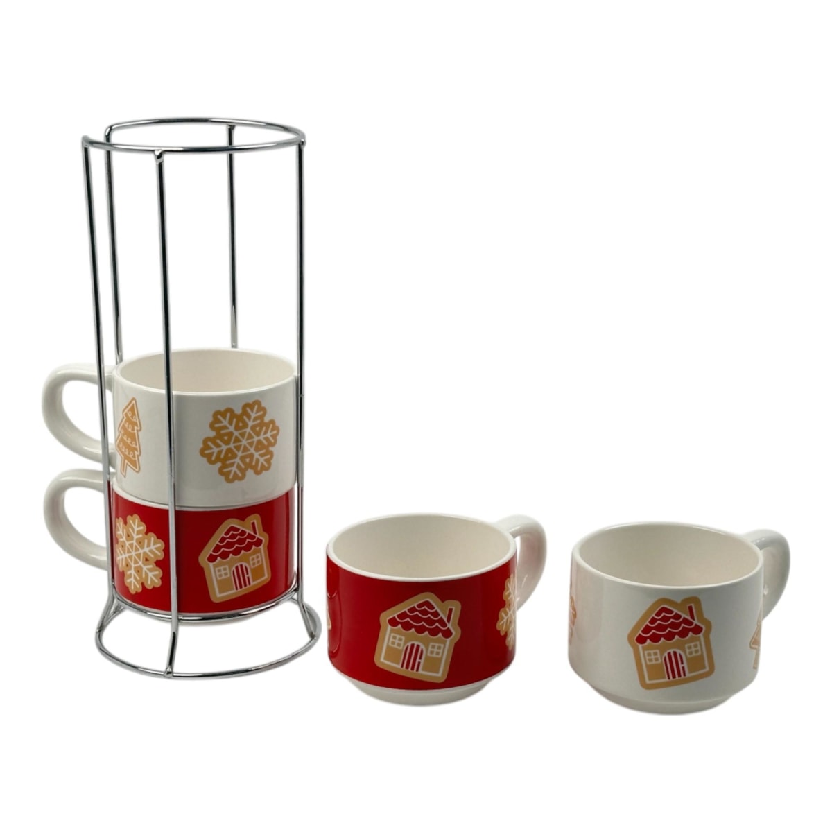 SET DE TAZAS NAVIDEÑAS GINGERBREAD CON BASE (4 PZS)3