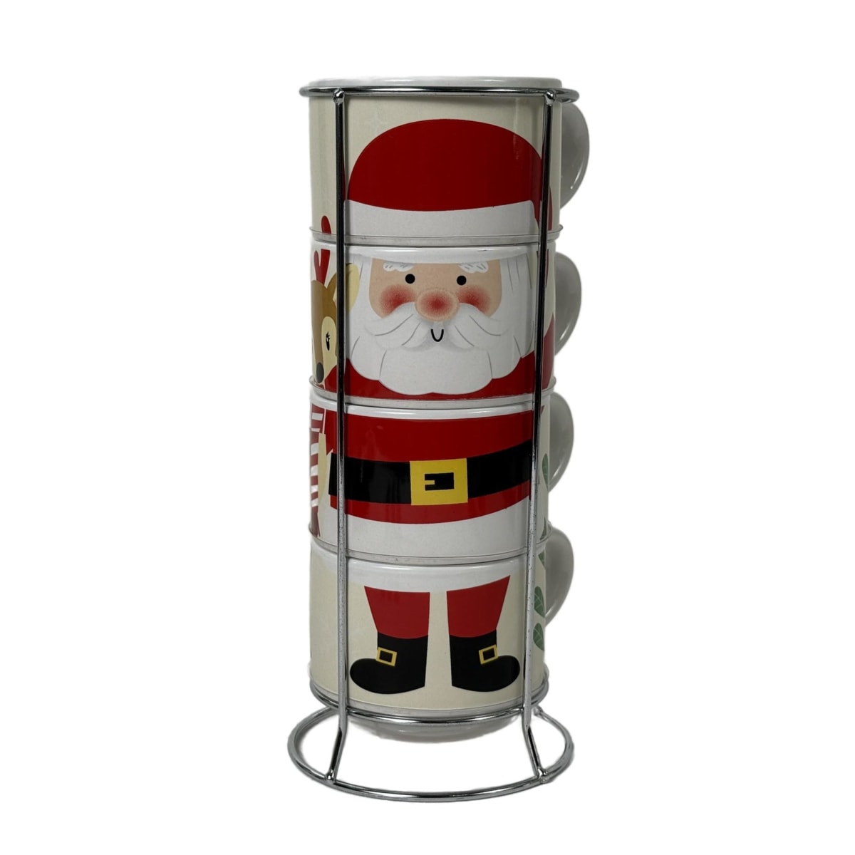 SET DE TAZAS NAVIDEÑAS SANTA CON BASE (4 PZS)4