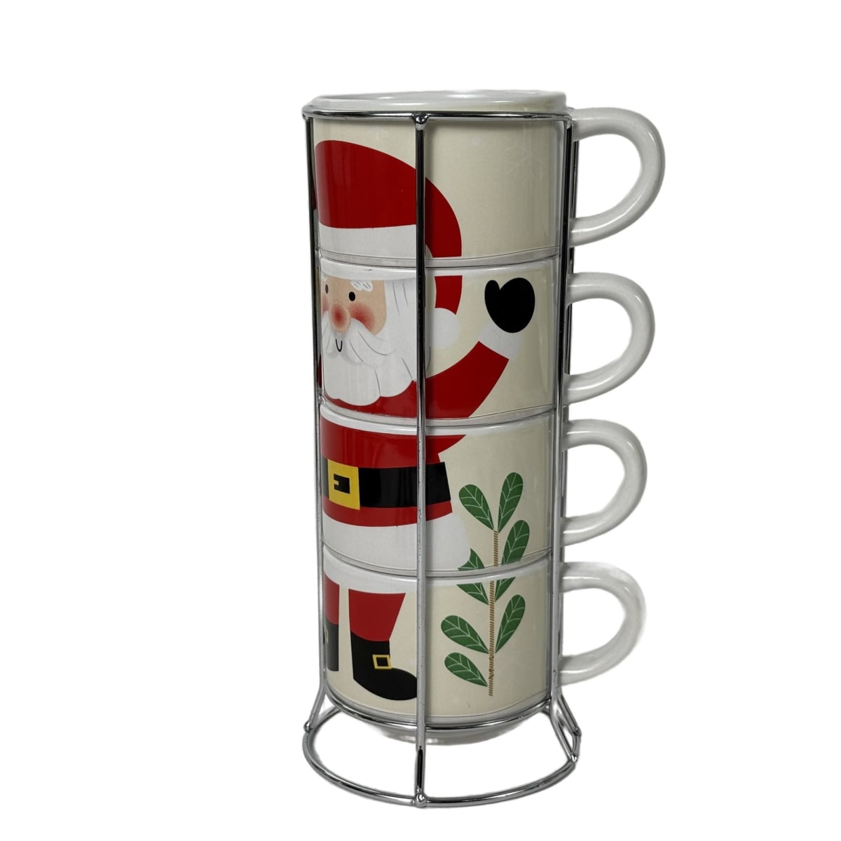 SET DE TAZAS NAVIDEÑAS SANTA CON BASE (4 PZS)3