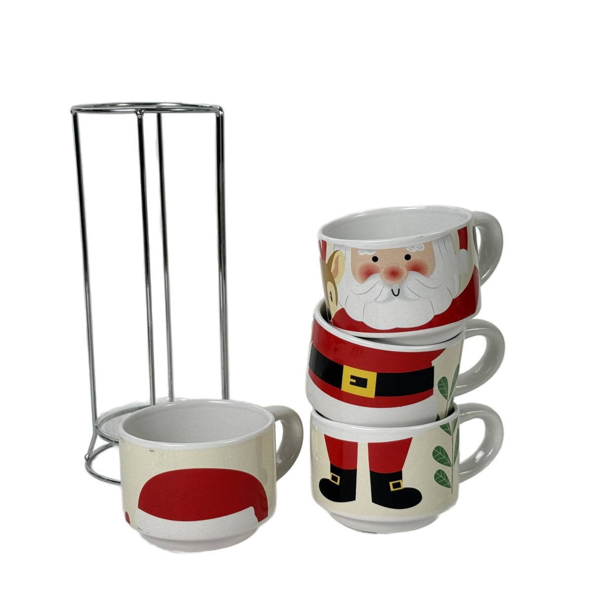 SET DE TAZAS NAVIDEÑAS SANTA CON BASE (4 PZS)2