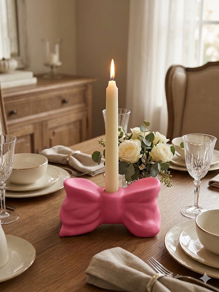 CANDELABRO LAZO ROSADO