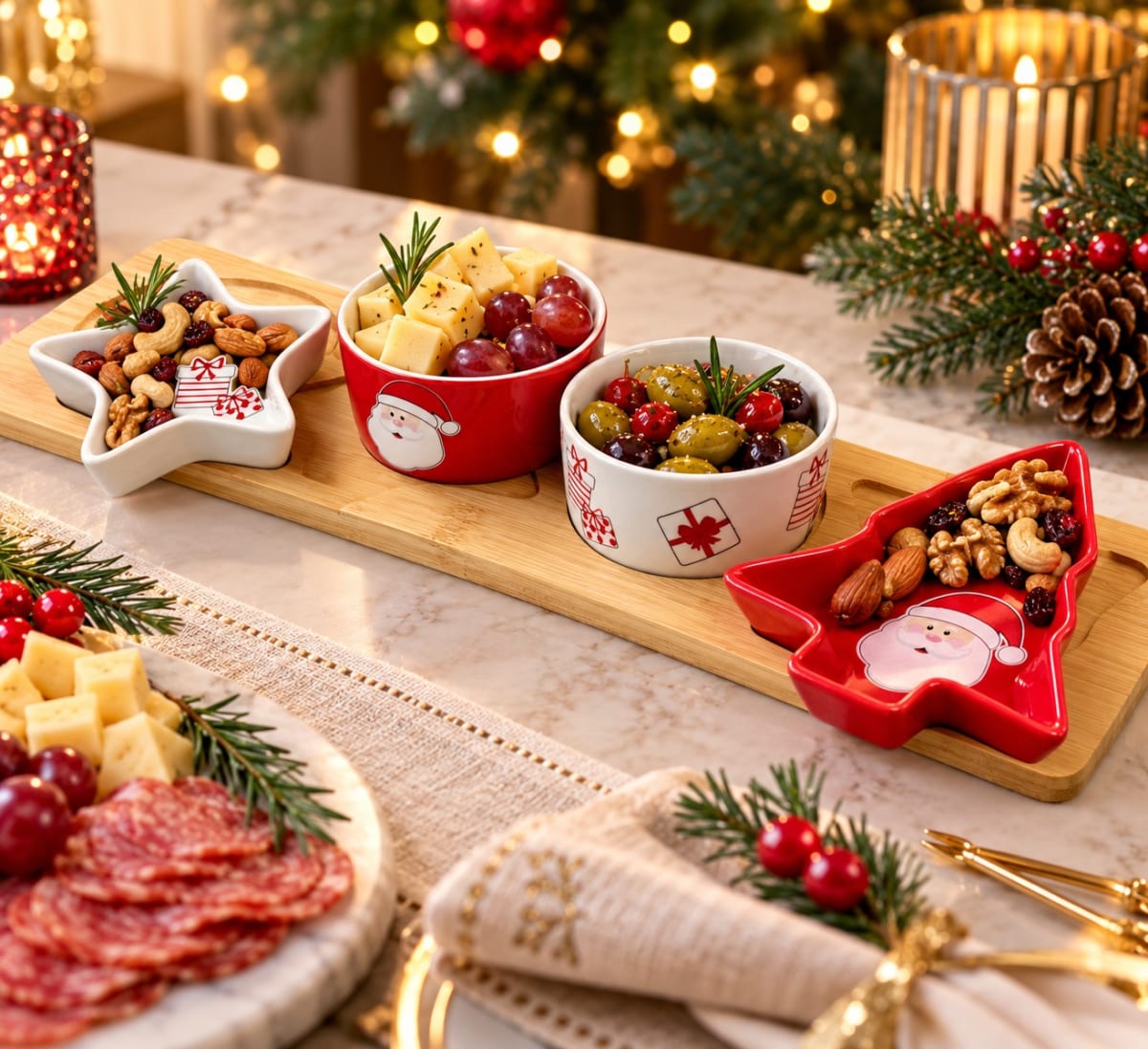 SET DE BOWLS PARA DIPS PAPA NOEL - NAVIDAD