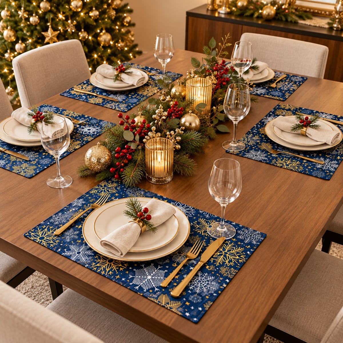 SET X6 INDIVIDUALES COPOS DE NIEVE AZUL