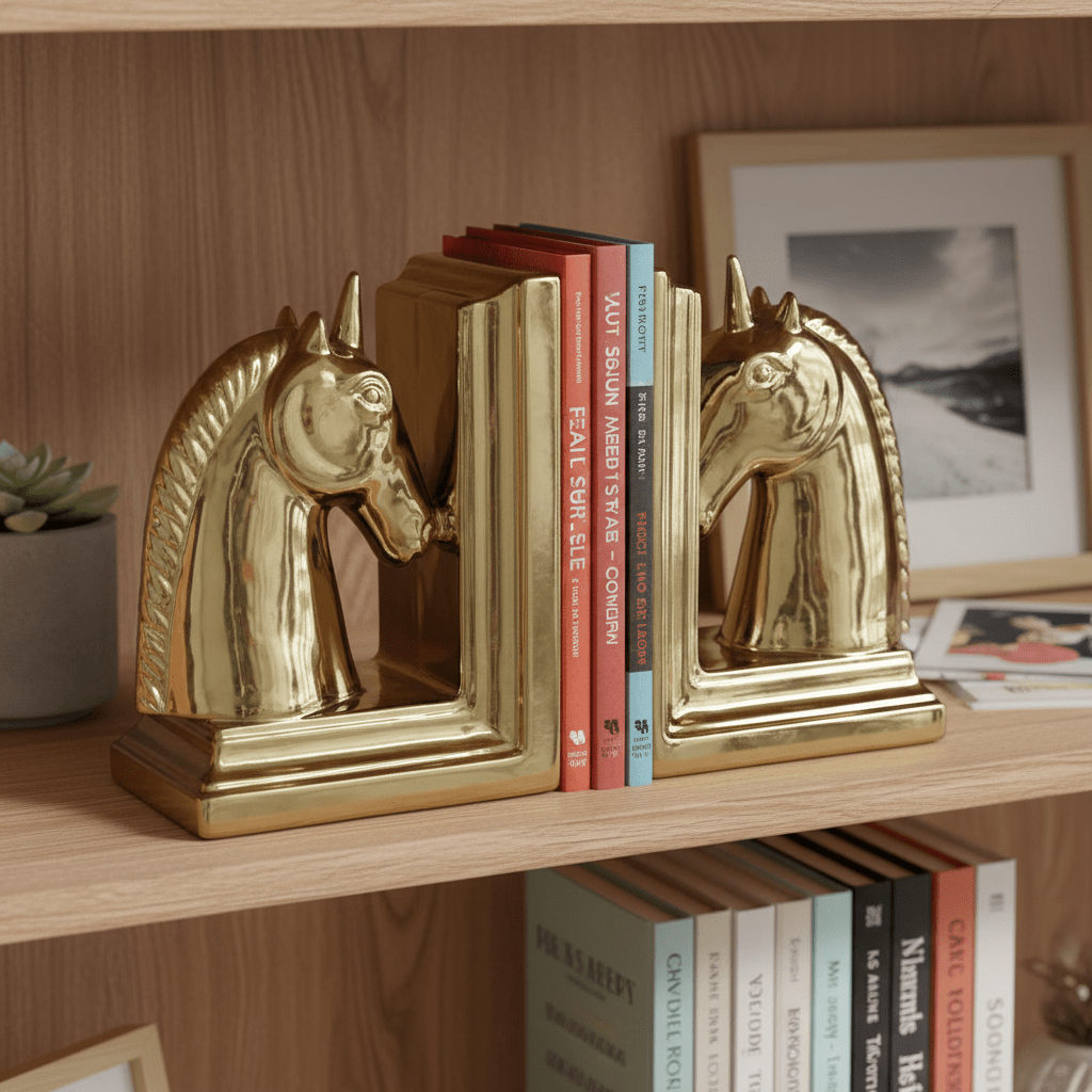 SUJETA LIBROS CABALLOS DECOR