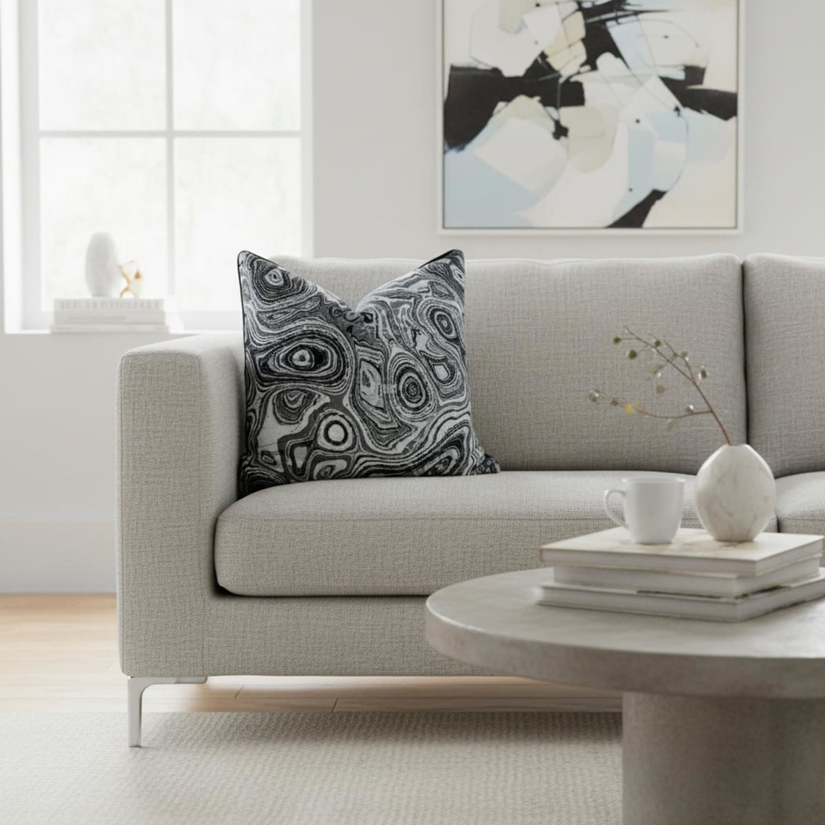 FUNDA DE COJÍN MARBLE BLACK SATIN