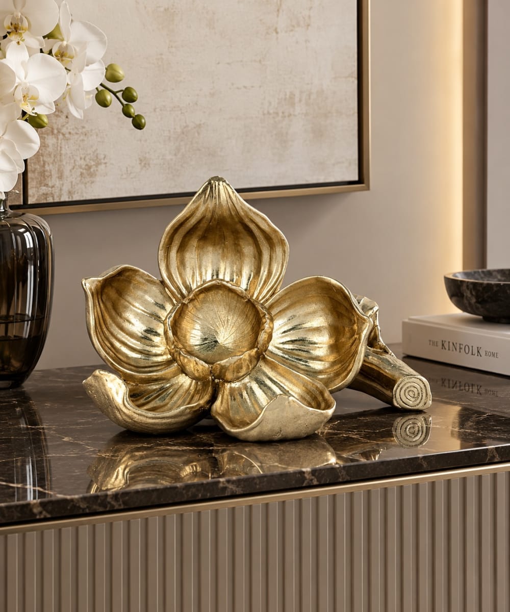 ADORNO FLOR DE MESA DECOR DORADO