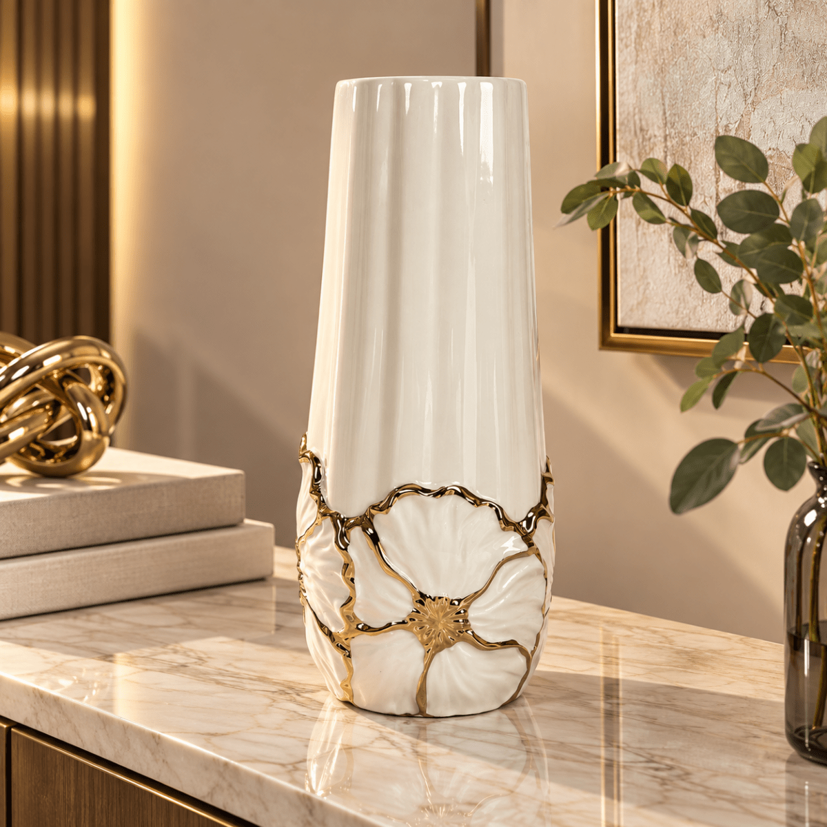 FLORERO DECORATIVO GOLDEN PETALS
