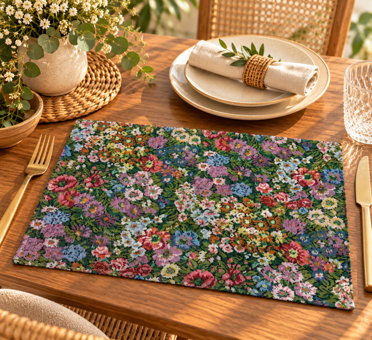 SET X6 INDIVIDUALES FLORAL LACRE2