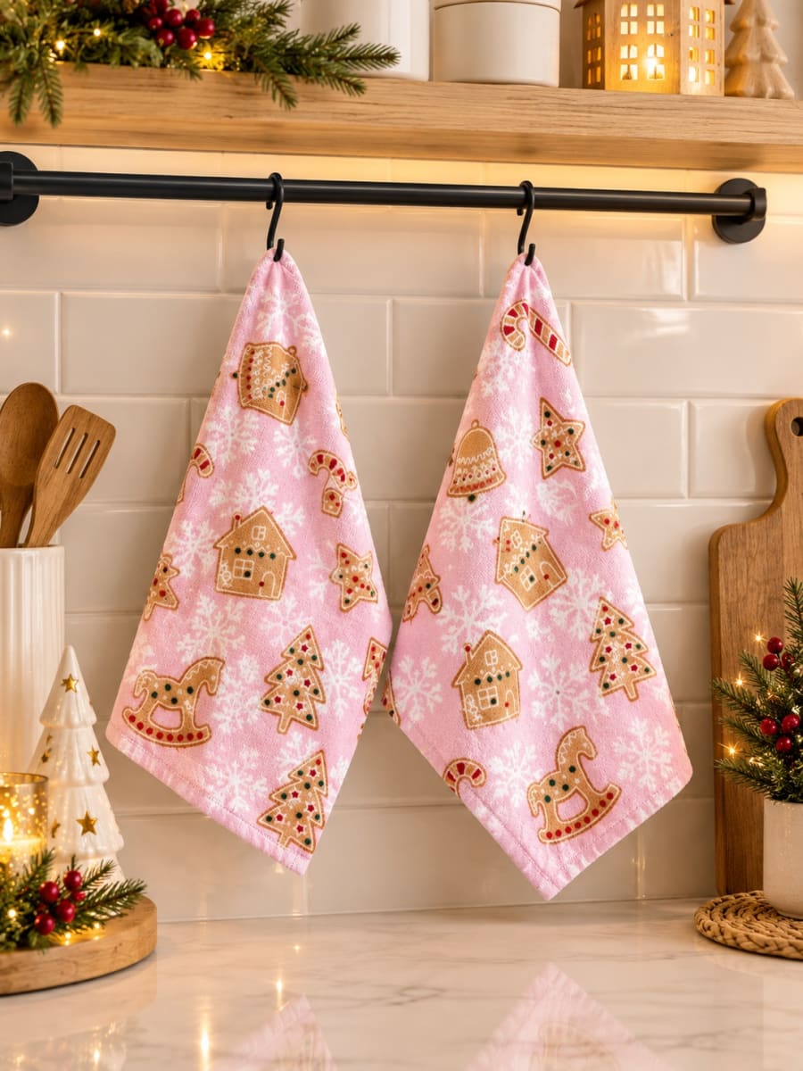 SET X2 SECADORES NAVIDEÑOS PINK GINGERBREAD1
