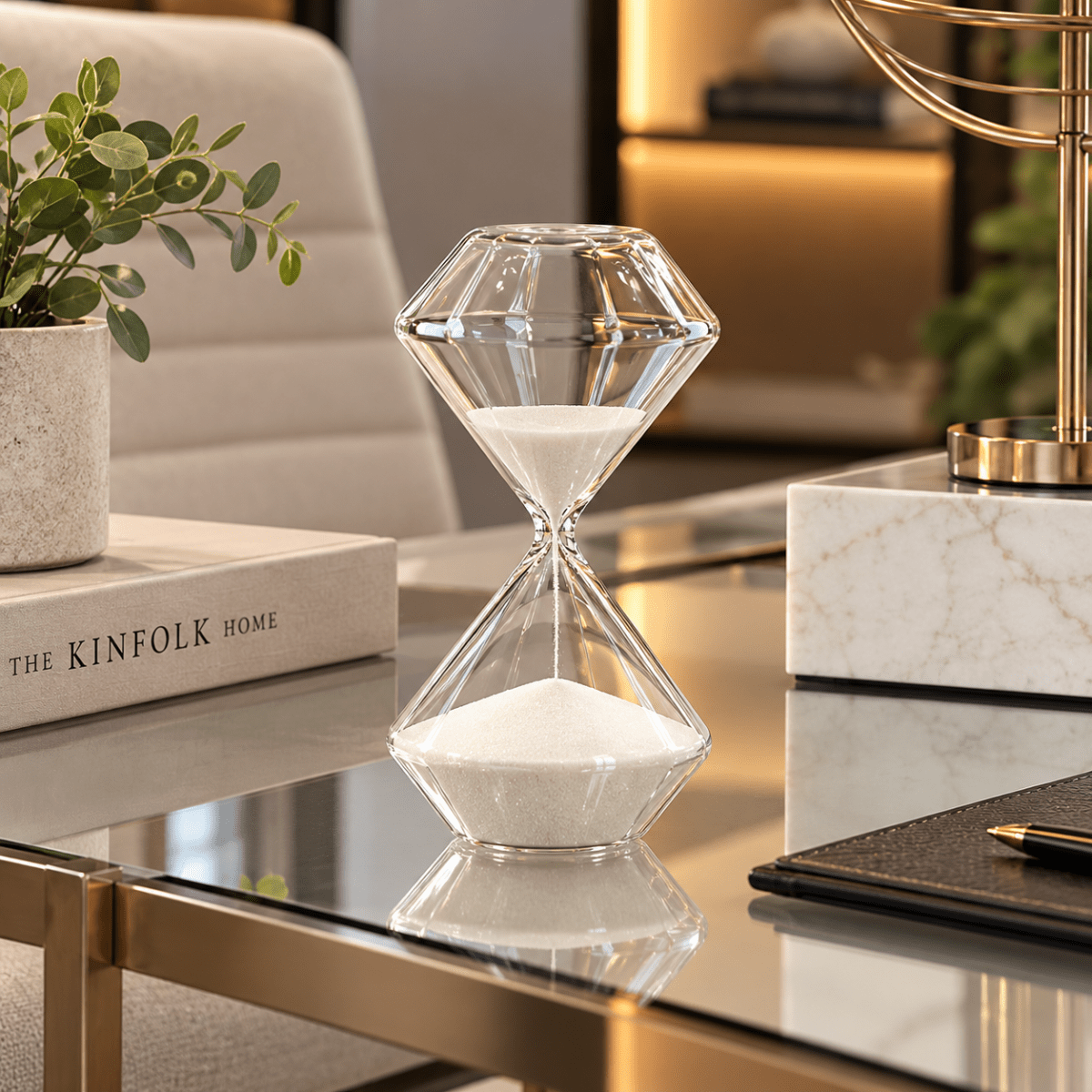 RELOJ DE ARENA DE CRISTAL DIAMANTE1