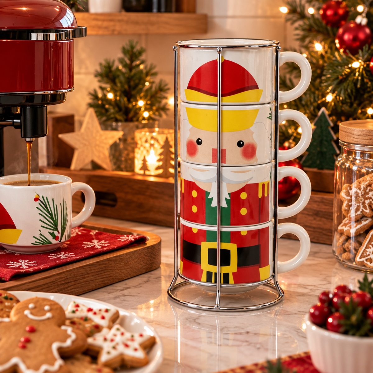 SET DE TAZAS NAVIDEÑAS CASCANUECES CON BASE (4 PZS)1