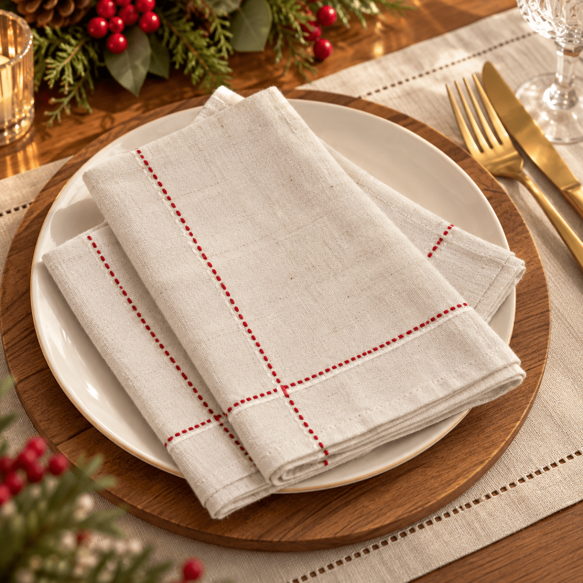 SET X2 SERVILLETAS DE TELA MINIMAL RED1