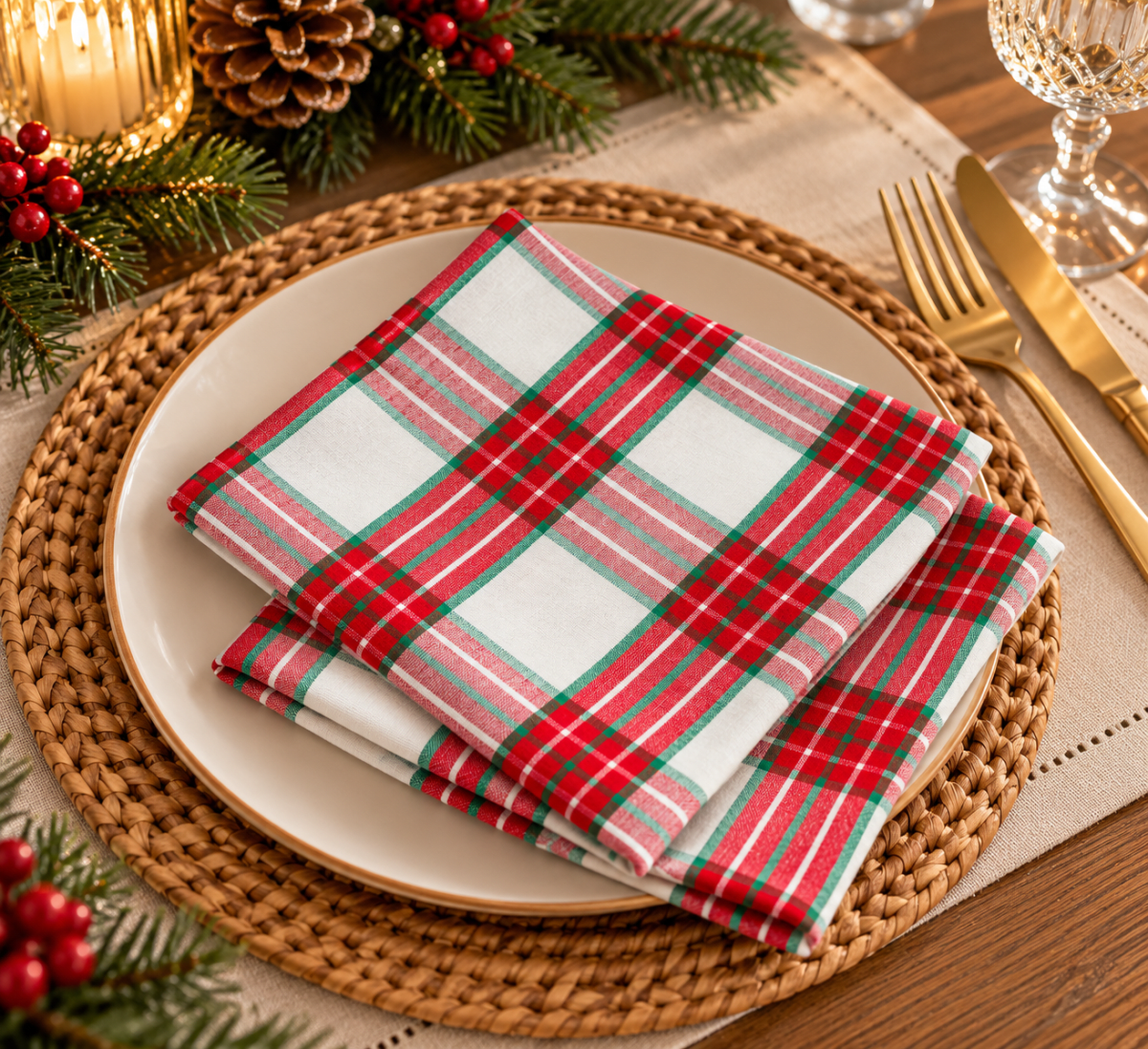 SET X2 SERVILLETAS DE TELA QUADRI NAVIDAD1
