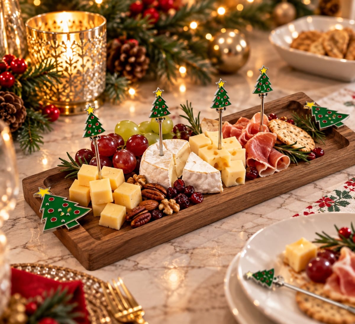 TABLA PARA QUESOS PINO NAVIDEÑO CON PINCHOS