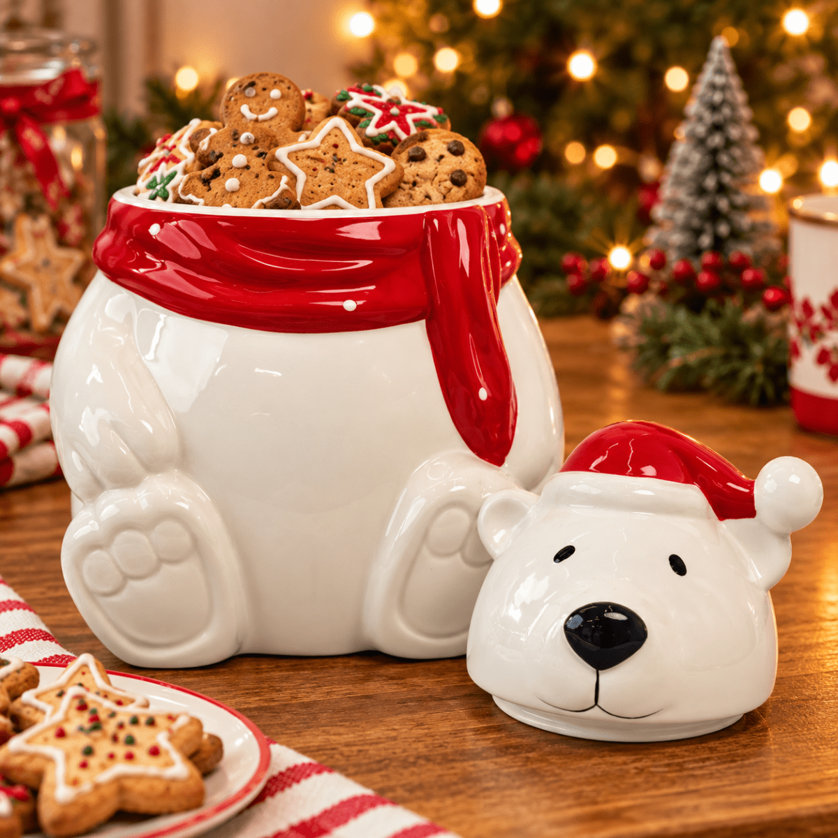 GALLETERO NAVIDEÑO DE CERÁMICA OSO POLAR