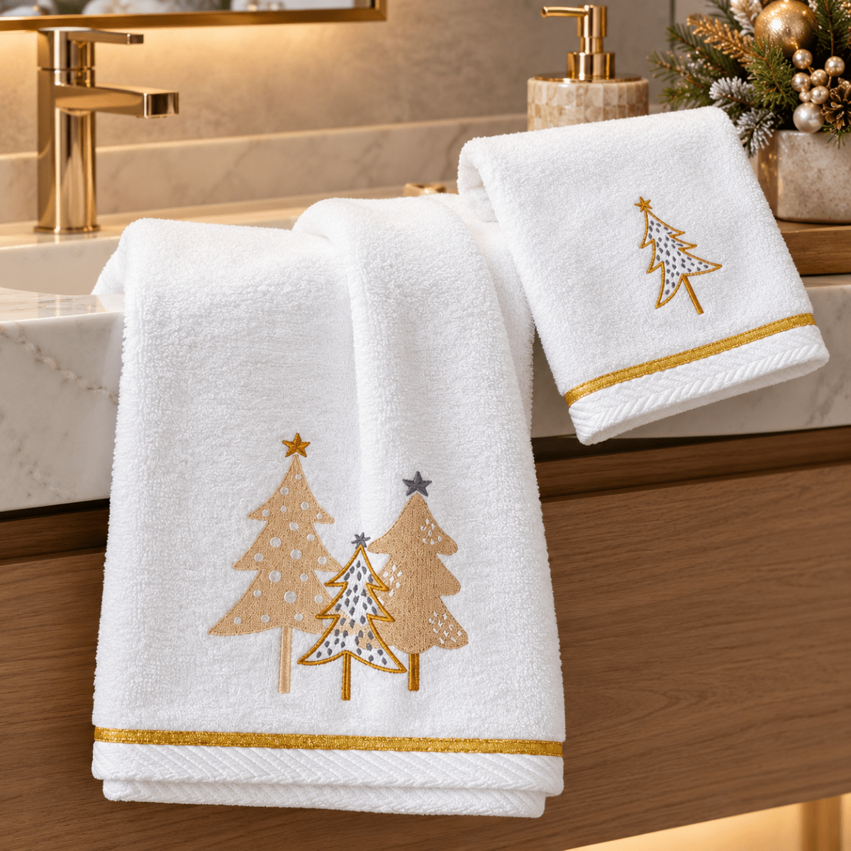 SET X2 TOALLAS VISITAS DE MANOS PINOS GOLD1