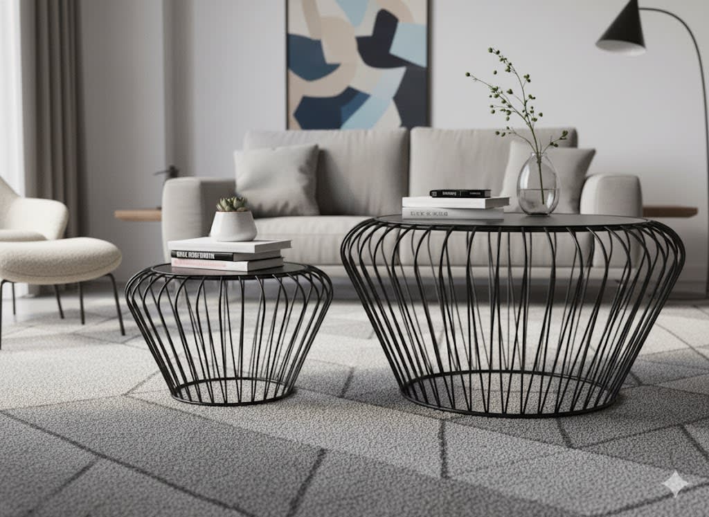 MESA DE CENTRO JG 2PZ TEJIDO METÁLICO