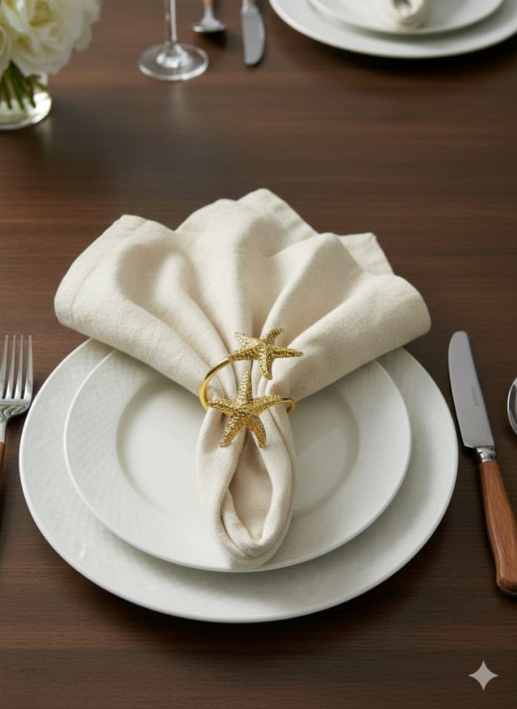 SET DE 6 AROS DE SERVILLETA ESTRELLA MAR2