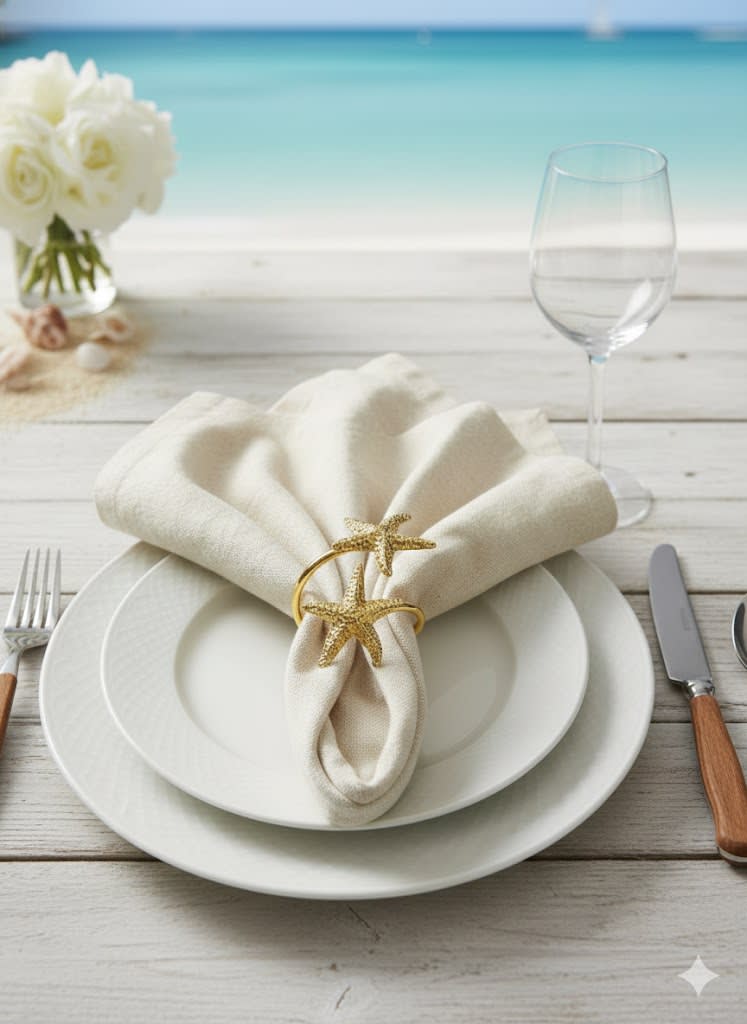 SET DE 6 AROS DE SERVILLETA ESTRELLA MAR