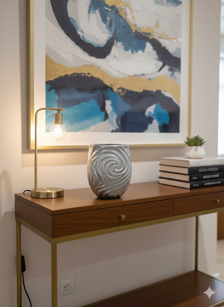 JARRÓN CURVAS PLATEADA