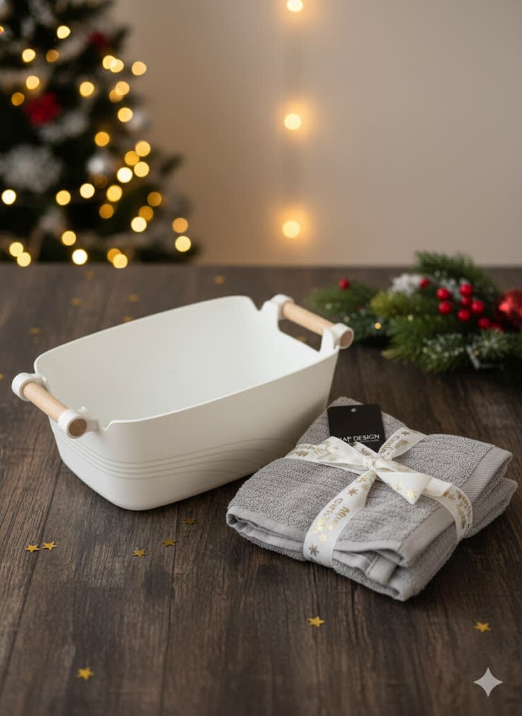 PACK ORGANIZADOR CON 3 TOALLAS DE MANO NAVIDAD