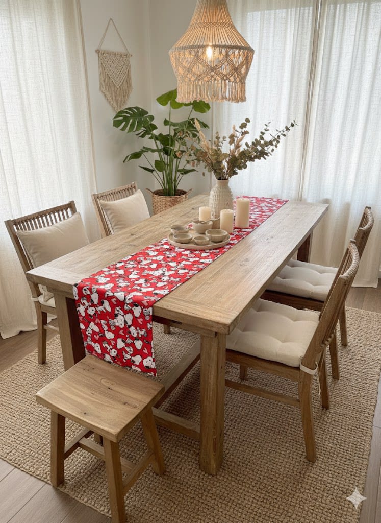 CAMINO DE MESA SNOOPY ROJO2