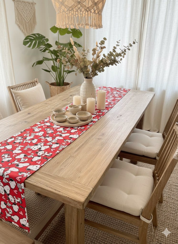 CAMINO DE MESA SNOOPY ROJO1