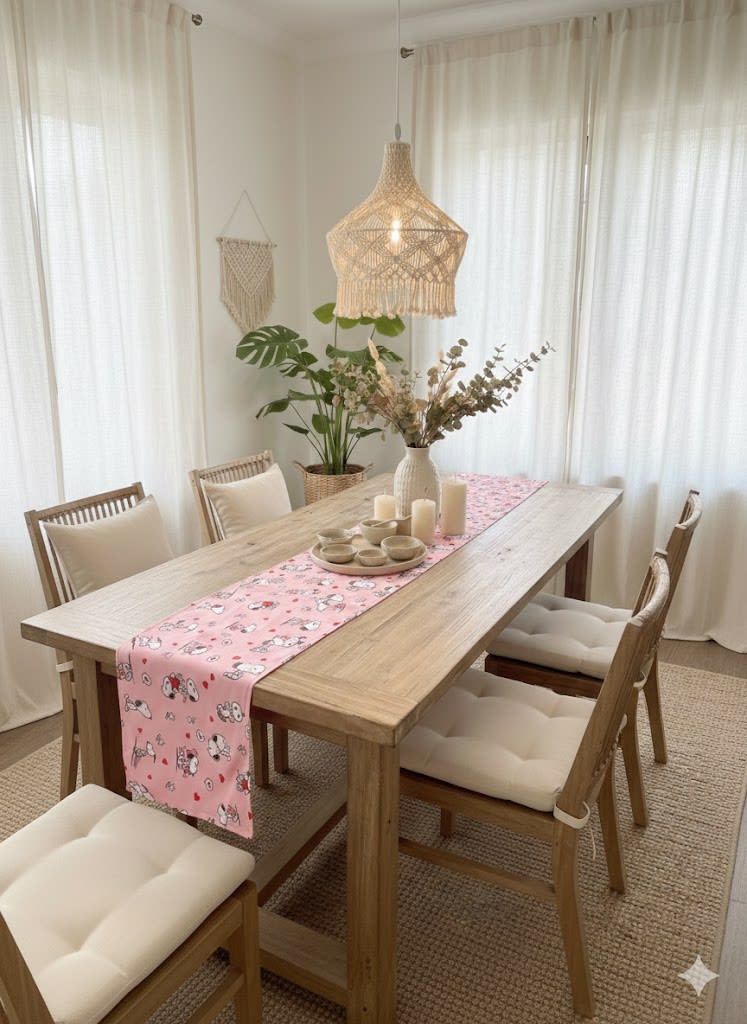 CAMINO DE MESA SNOOPY ROSADO2