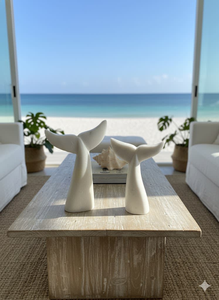 SET X2 ADORNO PLAYA COLA DE BALLENA  MÁRMOL1