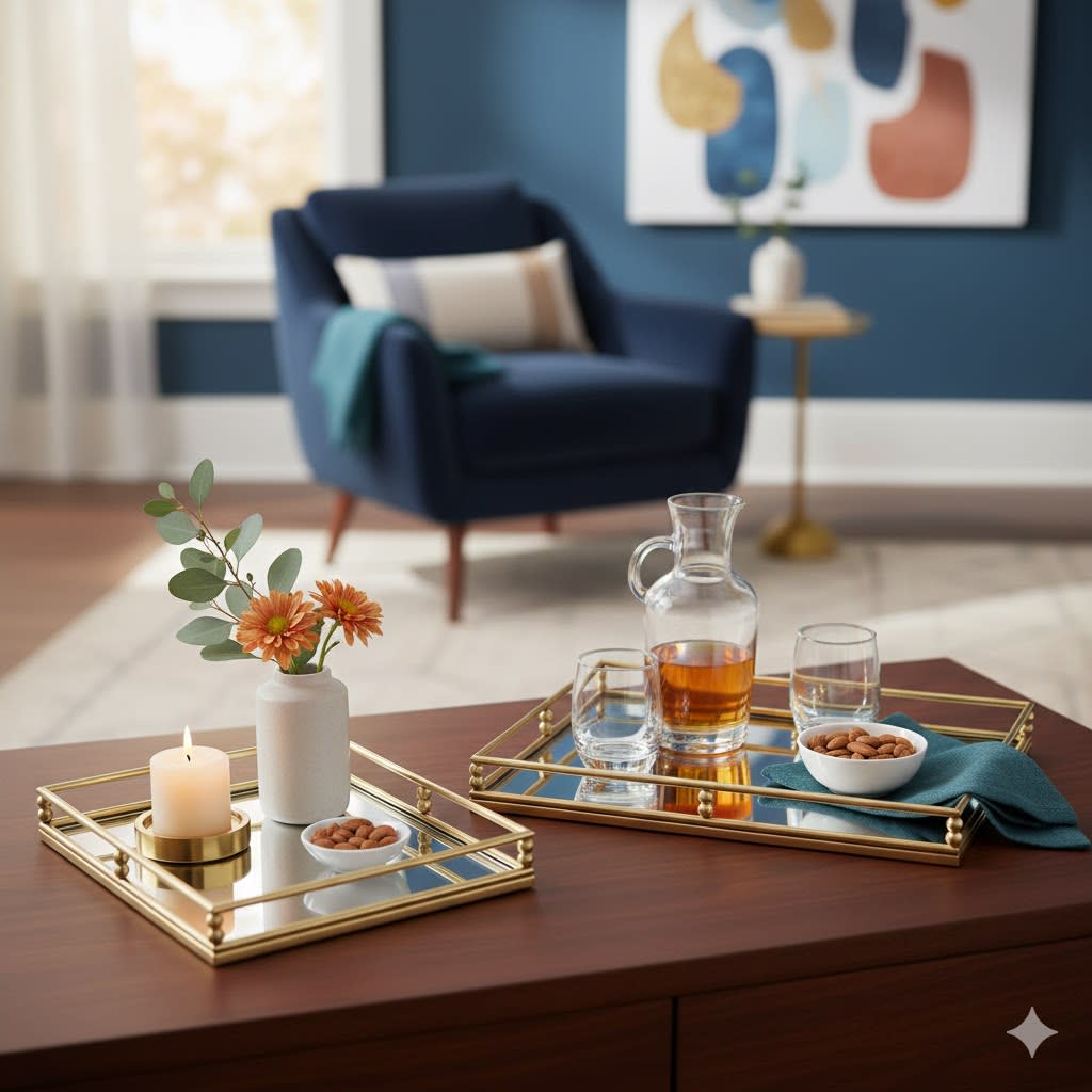 JUEGO DE BANDEJAS DECORATIVAS METÁLICAS GOLDEN