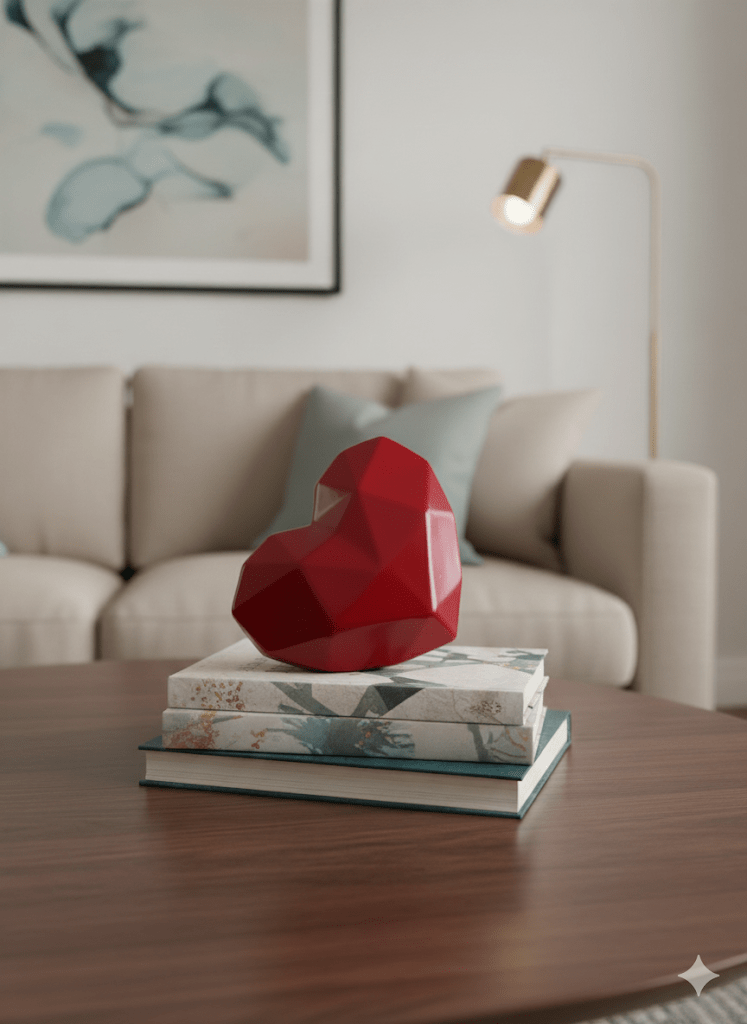 ADORNO CORAZÓN GEOMÉTRICO ROJO