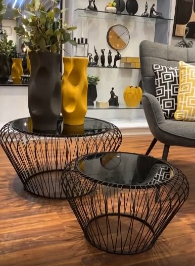 MESA DE CENTRO JG 2PZ TEJIDO METÁLICO3