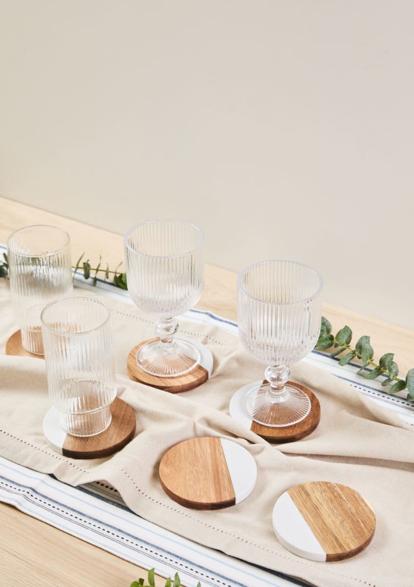 POSA VASOS MÁRMOL MADERA