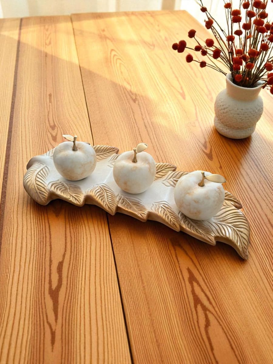 CENTRO DE MESA MANZANAS HOJAS NATURALS GOLDEN1