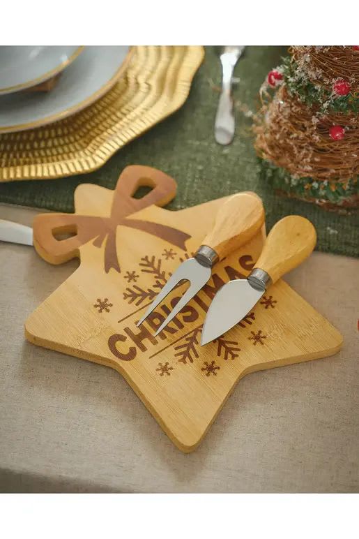 TABLA DE QUESOS Y PIQUEOS ESTRELLA NAVIDAD 3PCS3
