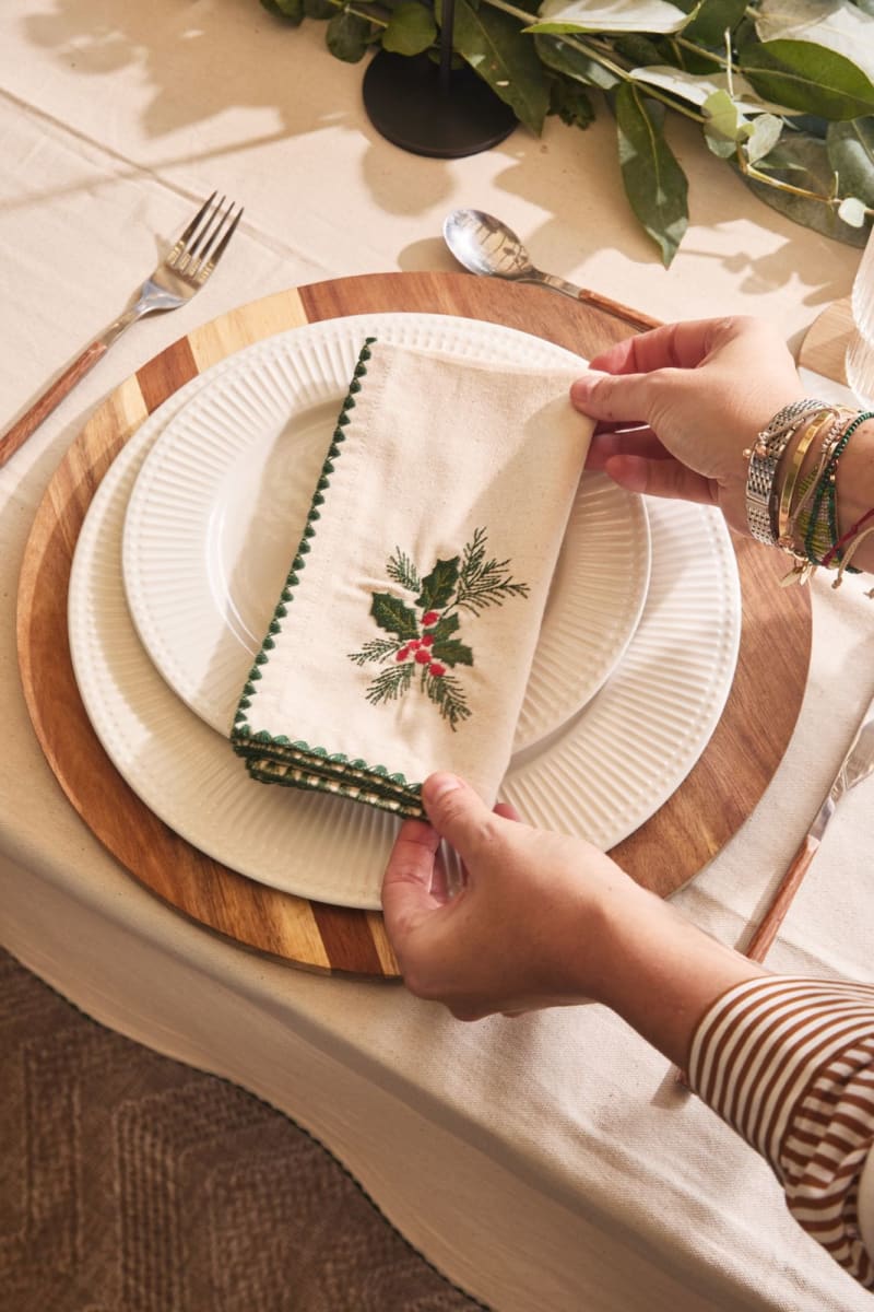 SERVILLETA DE TELA ACEBO NAVIDEÑO